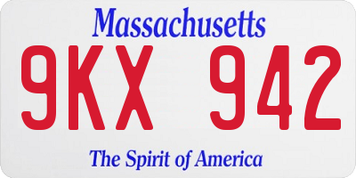 MA license plate 9KX942