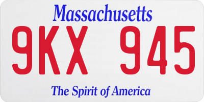 MA license plate 9KX945