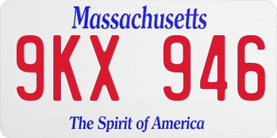 MA license plate 9KX946
