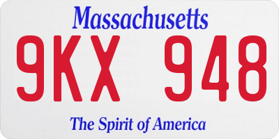 MA license plate 9KX948
