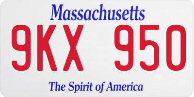 MA license plate 9KX950