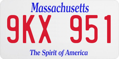 MA license plate 9KX951