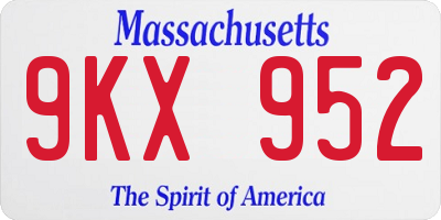 MA license plate 9KX952