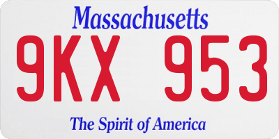MA license plate 9KX953
