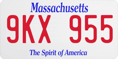MA license plate 9KX955