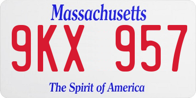 MA license plate 9KX957