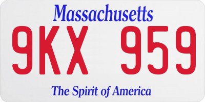 MA license plate 9KX959