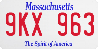 MA license plate 9KX963