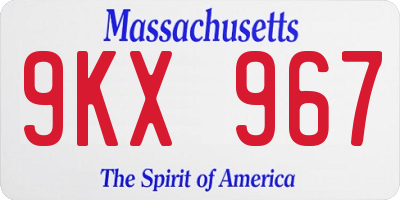 MA license plate 9KX967