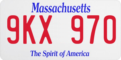 MA license plate 9KX970