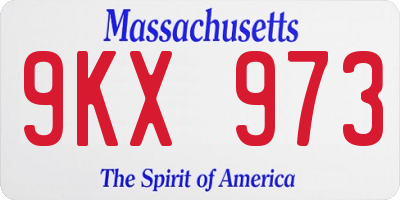 MA license plate 9KX973