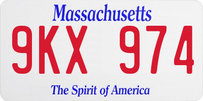 MA license plate 9KX974
