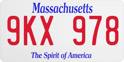 MA license plate 9KX978