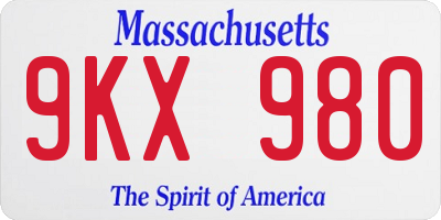MA license plate 9KX980