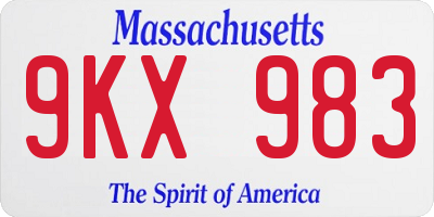 MA license plate 9KX983
