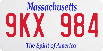 MA license plate 9KX984