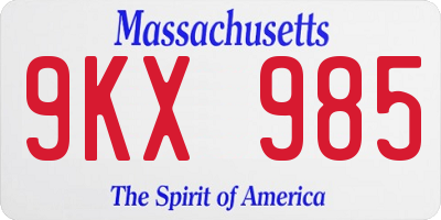 MA license plate 9KX985