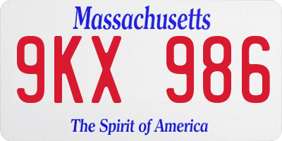 MA license plate 9KX986