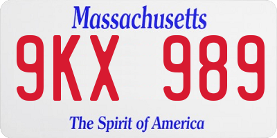 MA license plate 9KX989