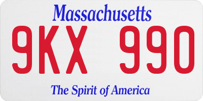 MA license plate 9KX990