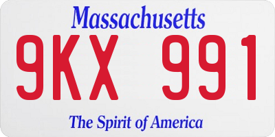 MA license plate 9KX991