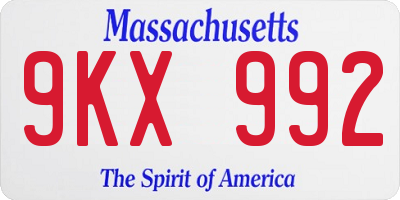 MA license plate 9KX992