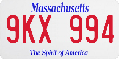 MA license plate 9KX994