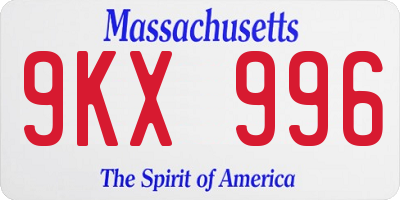 MA license plate 9KX996