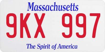 MA license plate 9KX997