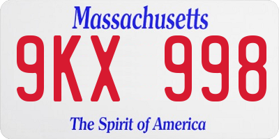 MA license plate 9KX998