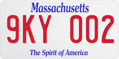 MA license plate 9KY002