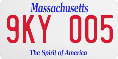 MA license plate 9KY005