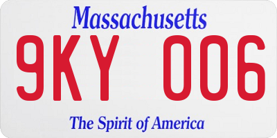 MA license plate 9KY006