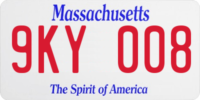 MA license plate 9KY008