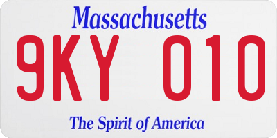 MA license plate 9KY010
