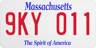 MA license plate 9KY011