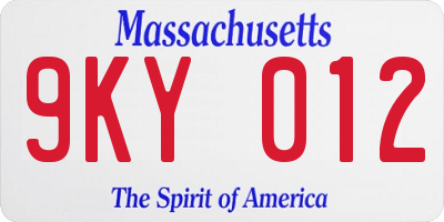 MA license plate 9KY012