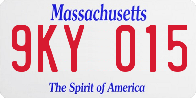 MA license plate 9KY015