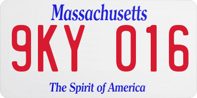 MA license plate 9KY016