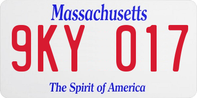 MA license plate 9KY017