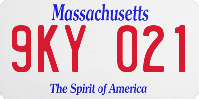 MA license plate 9KY021