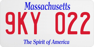 MA license plate 9KY022