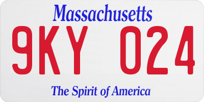 MA license plate 9KY024