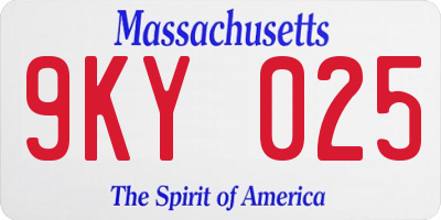 MA license plate 9KY025