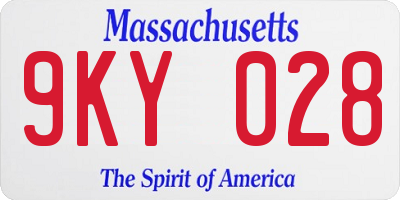 MA license plate 9KY028