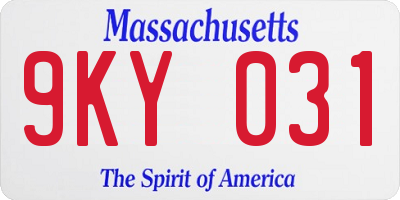 MA license plate 9KY031