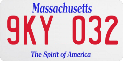 MA license plate 9KY032
