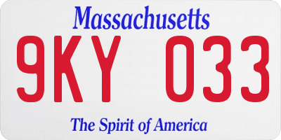 MA license plate 9KY033