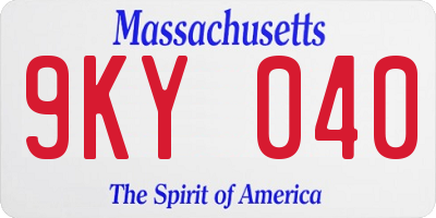 MA license plate 9KY040