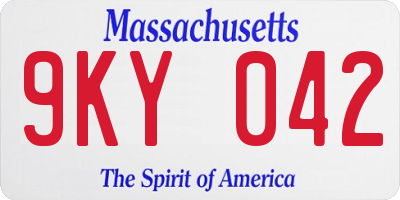 MA license plate 9KY042